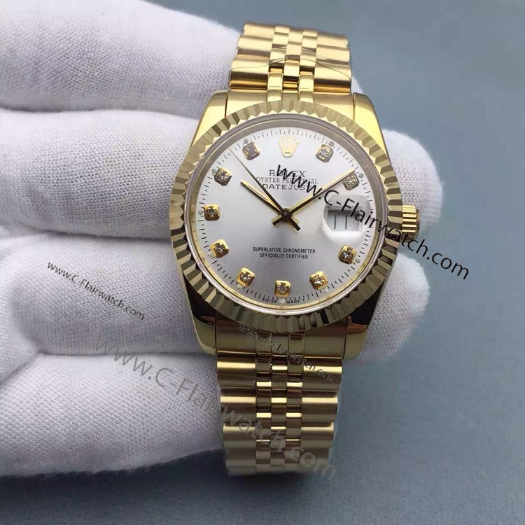Rolex Datejust replica watch-All Gold-Silver Dial